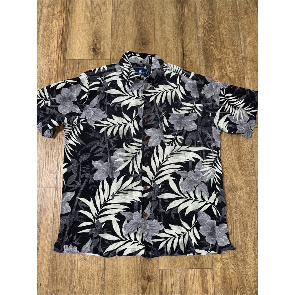 Caribbean Joe‎ 100% Silk Mens Hawaiian Tropical Print Button Up Shirt Sz XL EUC